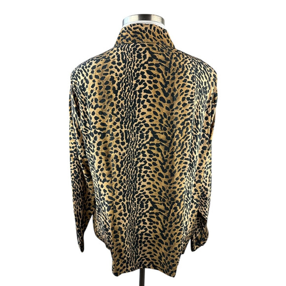 Vtg Silk Lore Beth Terrell Silk Cheetah Animal Print Button Blouse Plus Size 1X - Picture 9 of 10